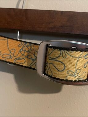 Croakies—Yellow Floral Webbing Belt with Silver Buckle